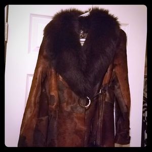 Leather & Fox Fur Coat